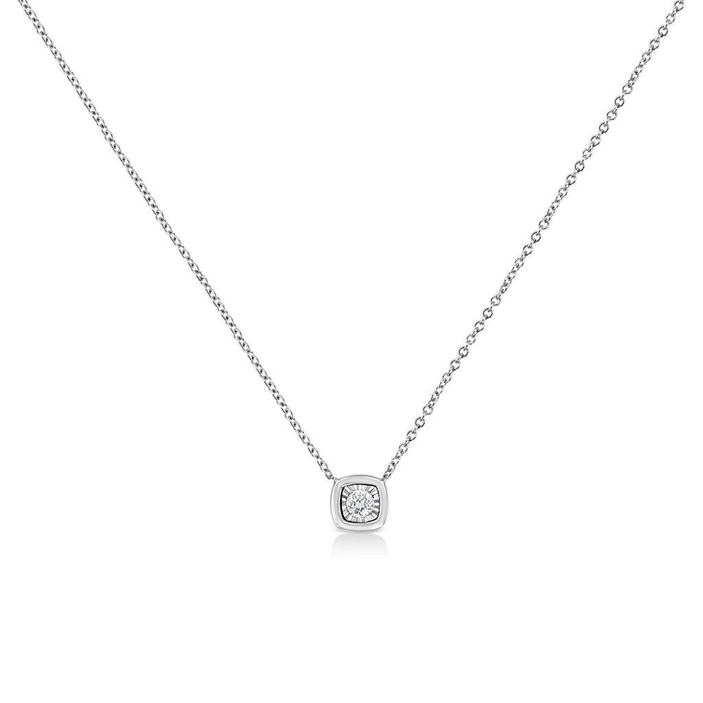 10K White Gold 1/10 Cttw Miracle Set Round-Cut Diamond 18" Pendant