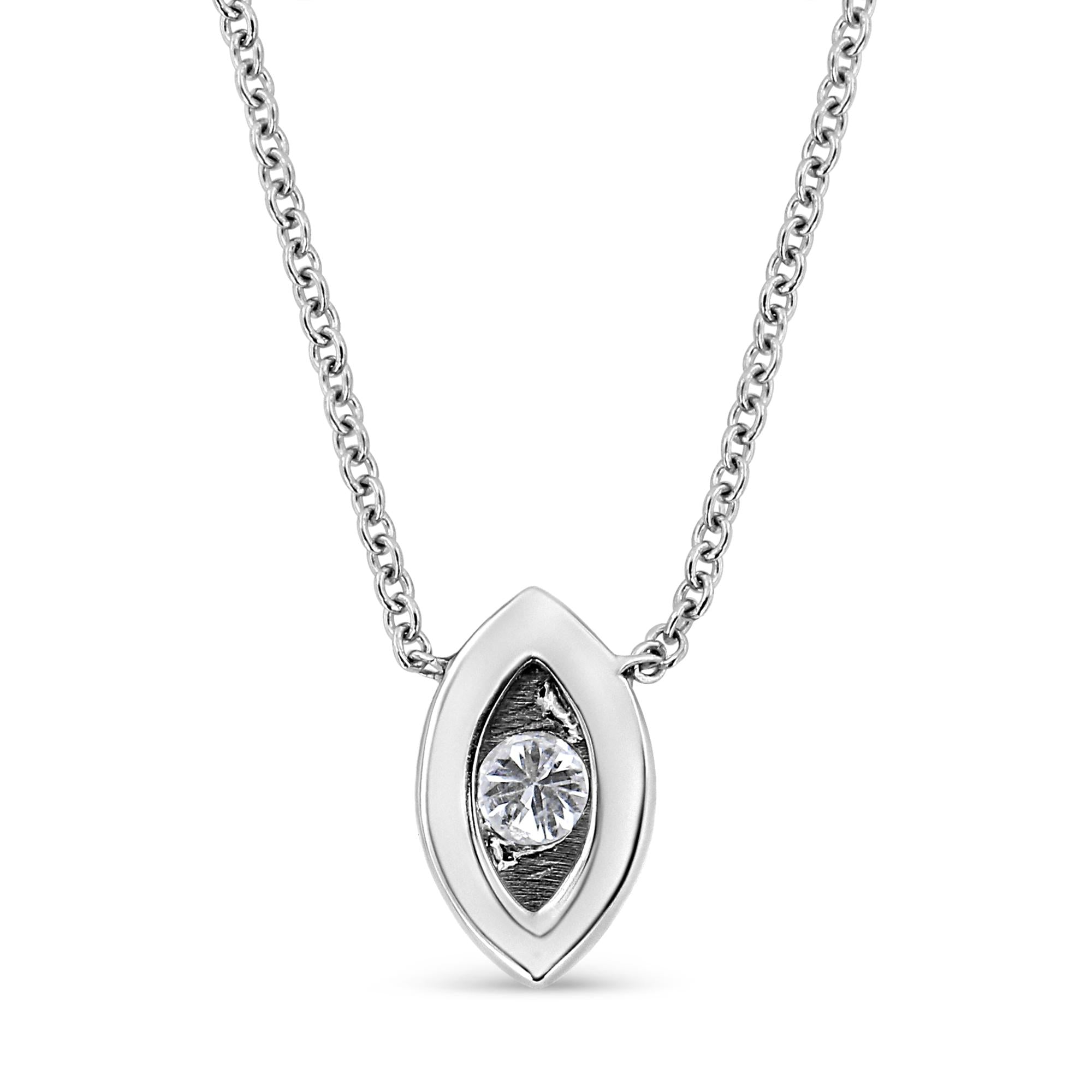 10K White Gold 1/10 Cttw Miracle Set Round-Cut Diamond 18" Pendant