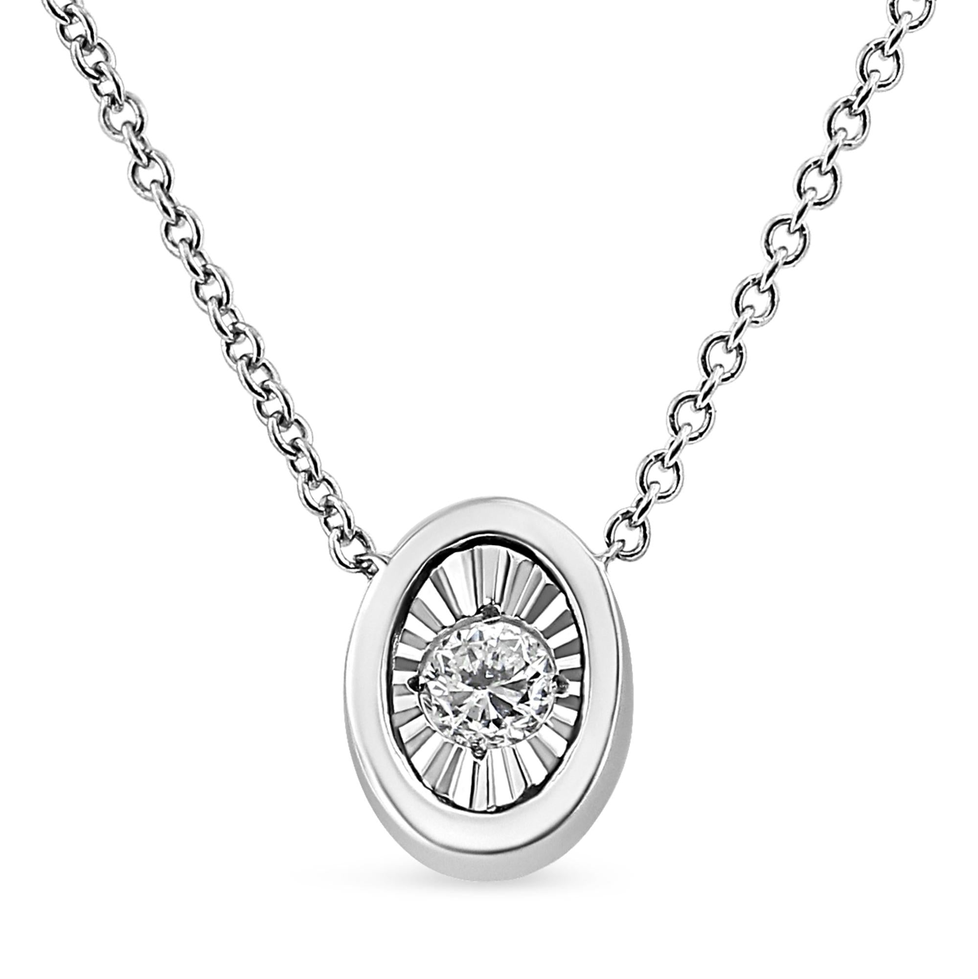 10K White Gold 1/10 Cttw Miracle Set Round-Cut Diamond 18" Pendant