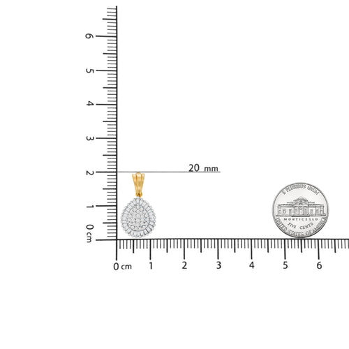 10K Gold 1/2 Cttw Round and Bagutte-Cut Diamond Teardrop 18" Pendant