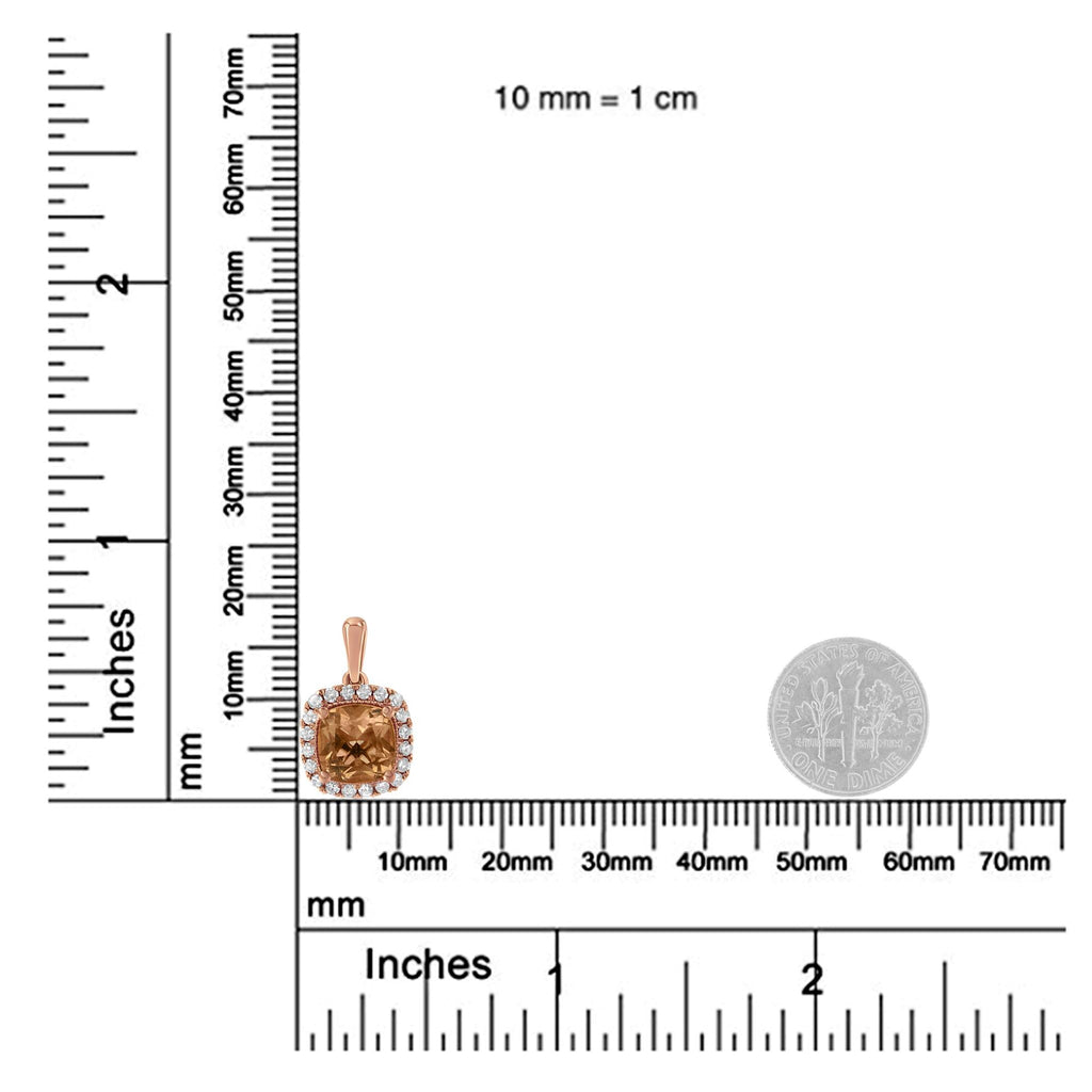 10K Rose Gold 1/4ct Diamond and 8MM Peach Morganite Gemstone Square