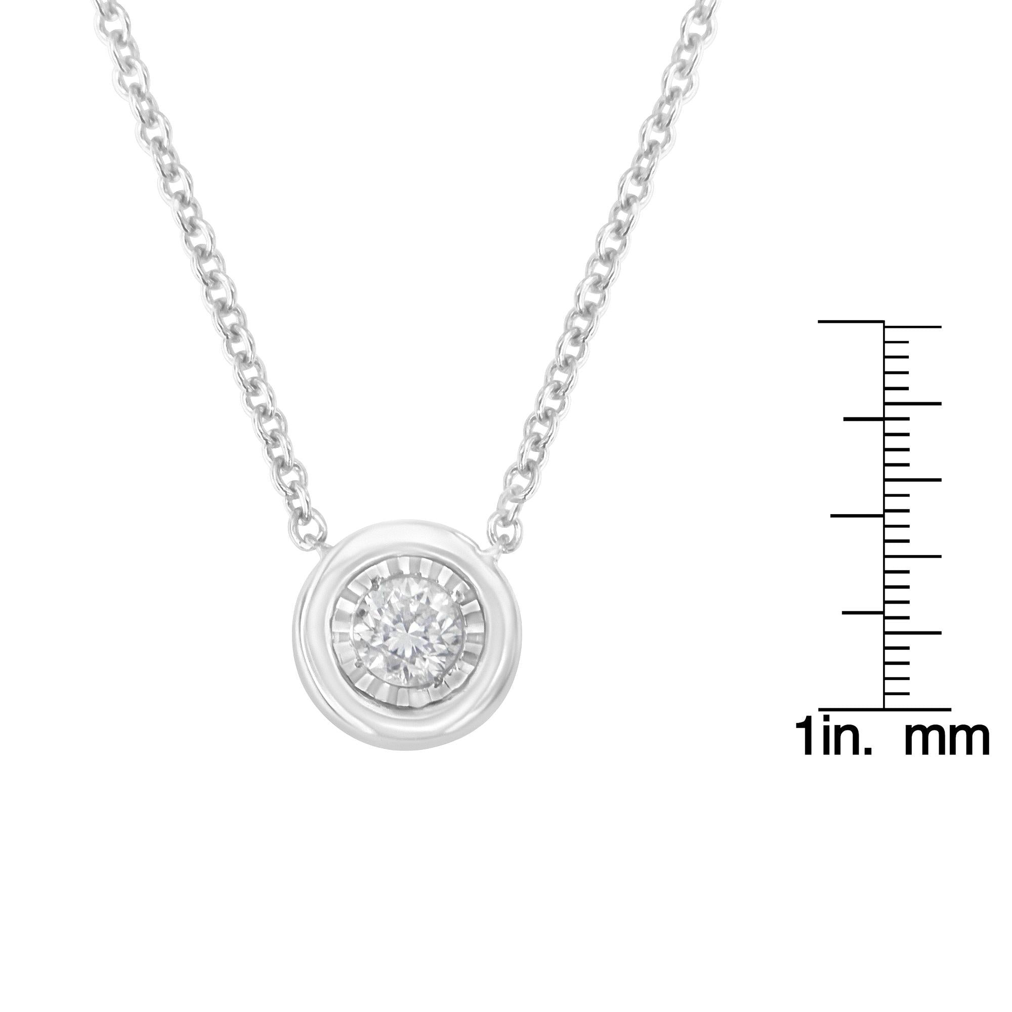 10K White Gold 1/10 Cttw Miracle Set Round-Cut Diamond 18" Pendant